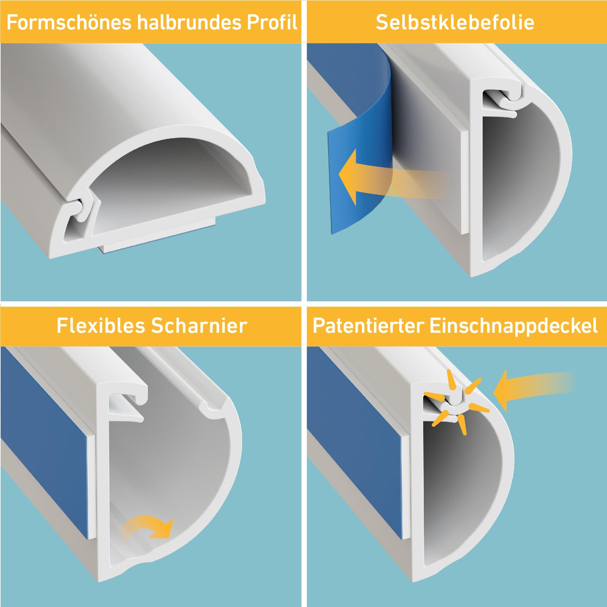 X-Sense XS01-M ProConnected Rauchmelder mit SBS50 Basisstation & D-Line 1M2010W Micro+ Kabelkanal Selbstklebender, Halbrunde Kabelführungen, Kabelleiste - 1x 20mm (B) x 10mm (H) x 1-Meter Länge - Weiß
