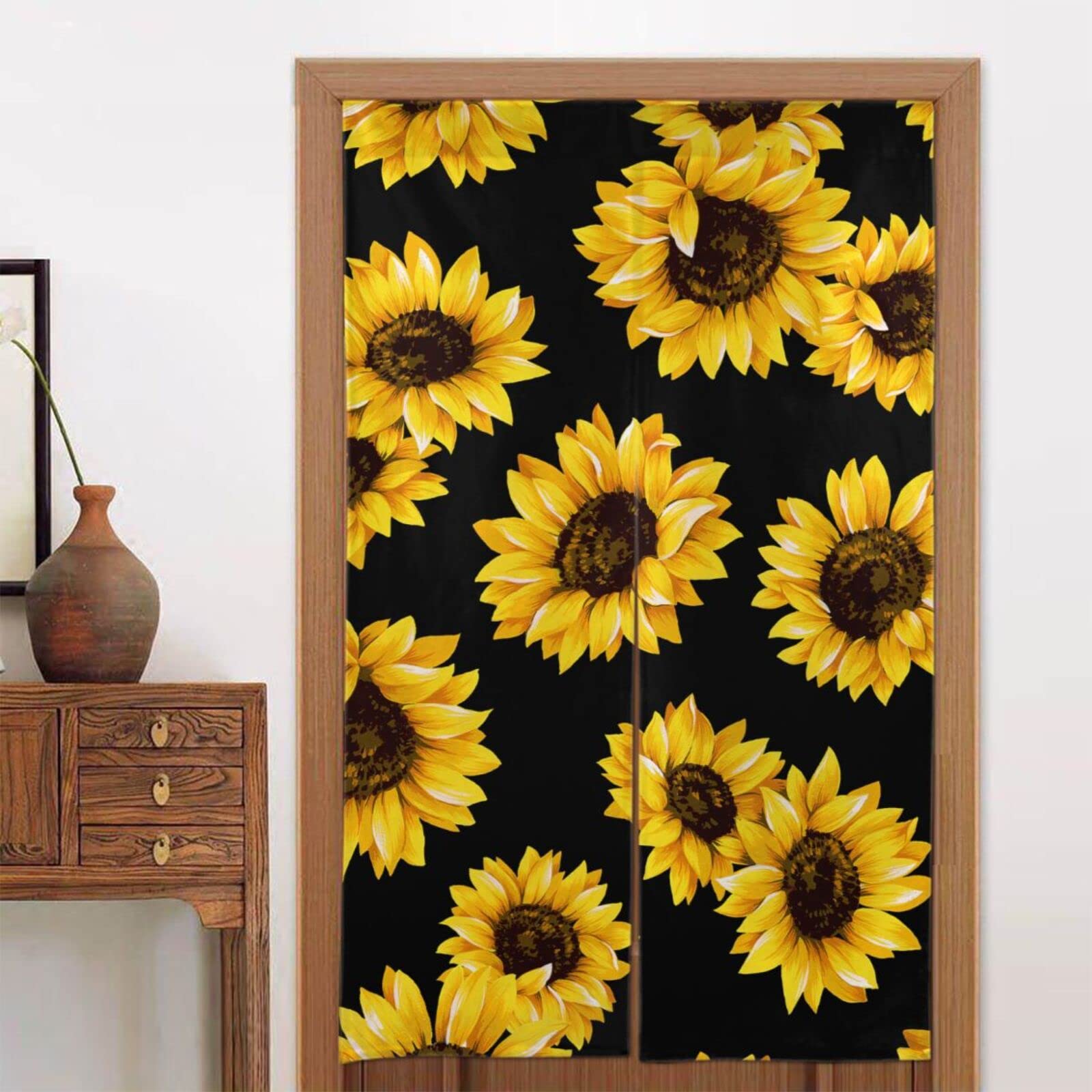 Amazon｜のれん ひまわり 花柄 洗える アニメ 暖簾 和風 目隠し 遮光