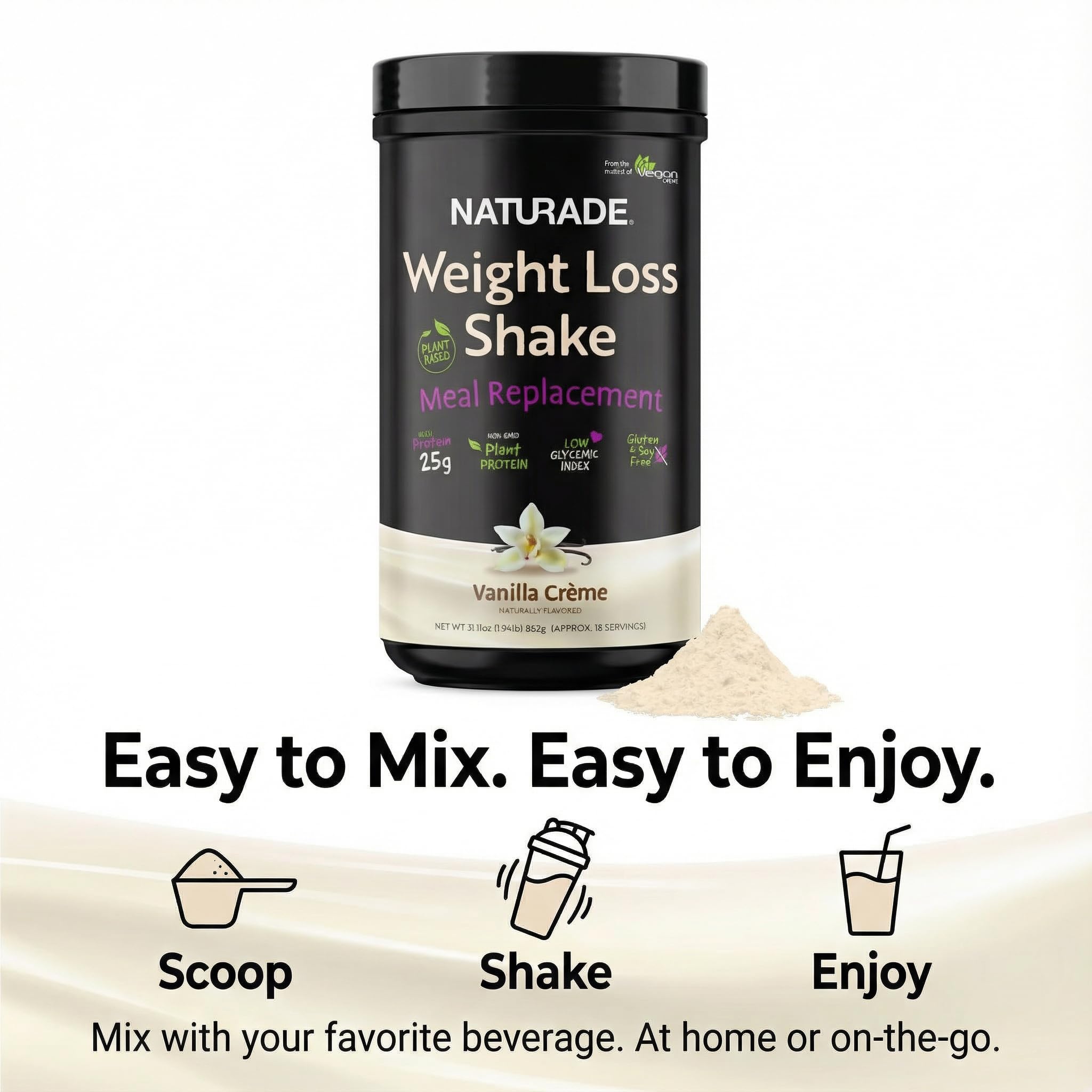 Plant-Based Meal Replacement Shake | 25g Complete Protein, Fiber & 18 Vitamins | Creamy Vanilla | Low Sugar Nutrition to Support Daily Wellness, Balance & Satiety | Naturade Weight Loss - 31.1 oz — Amazon image 8