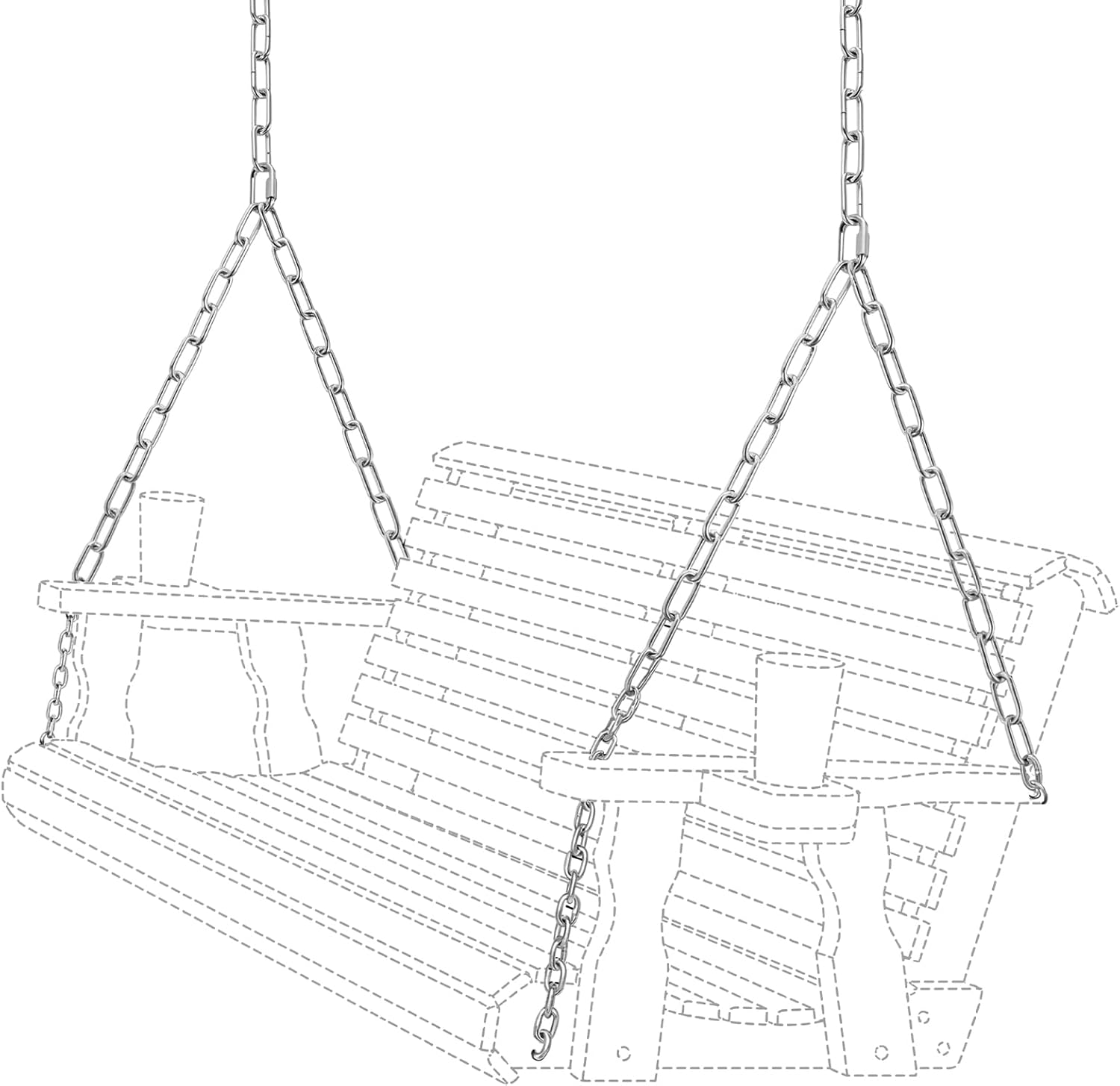 Heavy Duty Porch Swing Hanging Chain Kit (2 Pack) 1500 Lbs Capacity, Up to 8 ft Length- Rustproof Zinc-Plated, 6 Quick Links & 2 Y-Chain Assemblies, Indoor/Outdoor Hanging Hardware(Silver)