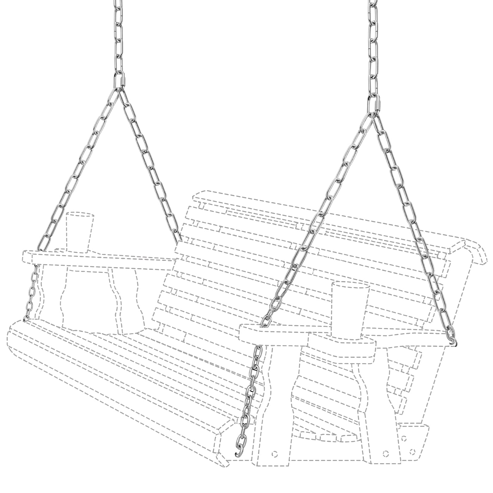 Otoolling Heavy Duty Porch Swing Hanging Chain Kit (2 Pack) 1500 Lbs Capacity, Up to 8 ft Length- Rustproof Zinc-Plated, 6 Quick Links & 2 Y-Chain Assemblies, Indoor/Outdoor Hanging Hardware(Silver)