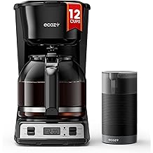 ecozy 12-Cup Drip Coffee Maker with Electric Coffee Grinder Combos, Programmable Coffee Machine with Washable Basket Filter, Auto Shutoff Function, No Drip Pause &amp; Pour, Brezzano DuoSet