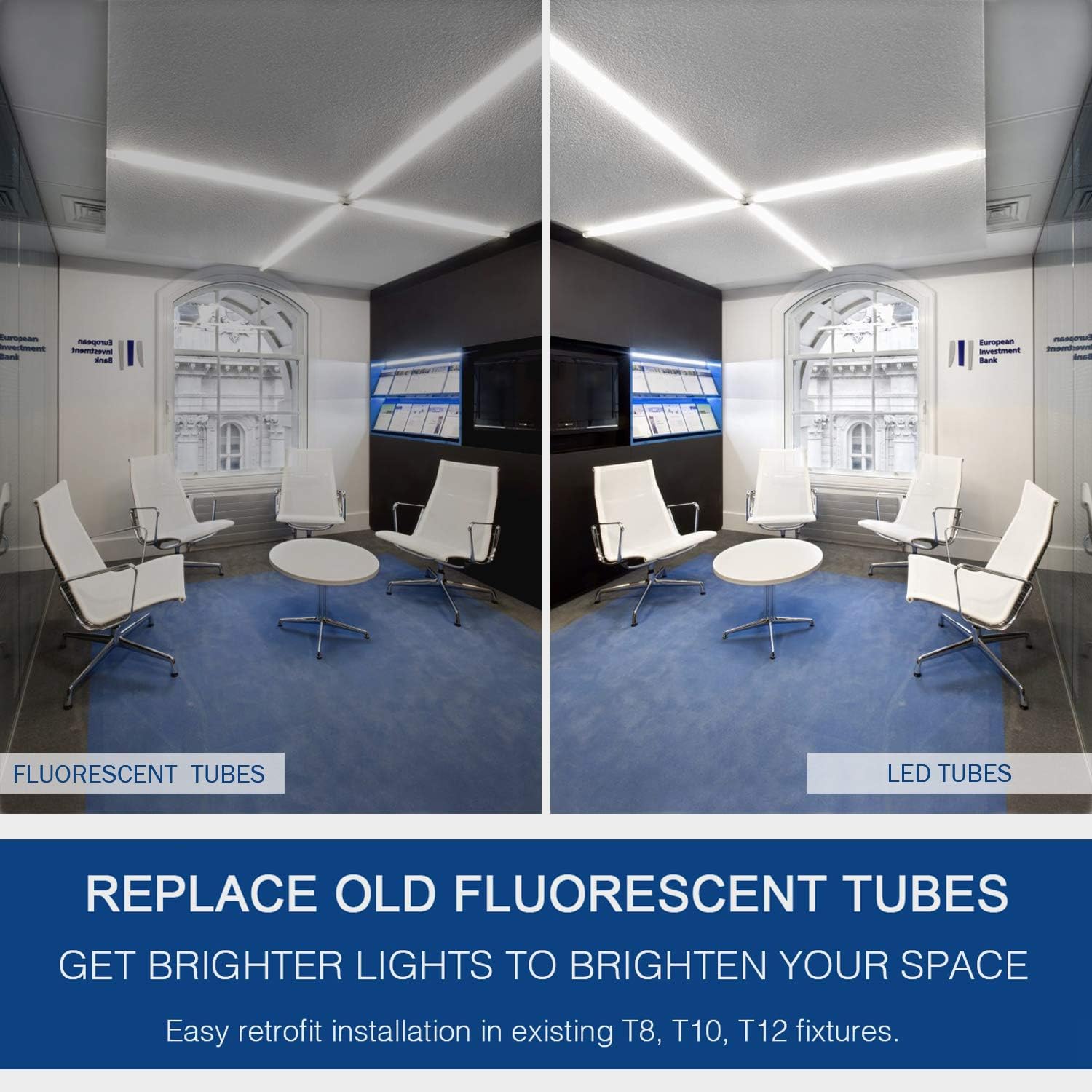 LED Light Tubes 4FT 30W Integrated Led Tubes, Double Side V Shape 270 Degree Lighting LED Bulbs, No T8 Ballast LED Shop Tube Lights, Plug and Play (5000K(Crystal White Glow), 8FT-96''(4-Pack))