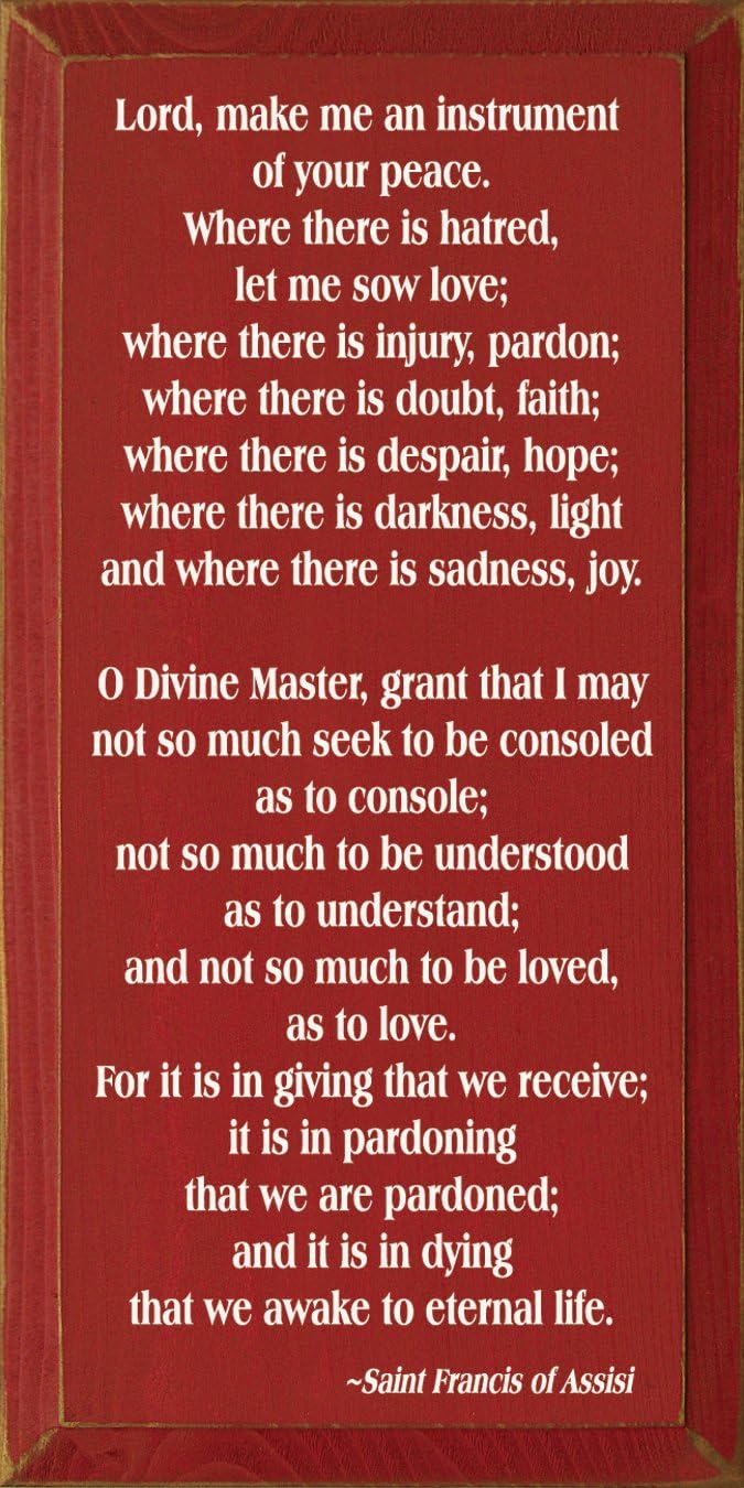 Wooden Sign - Peace Prayer Of St. Francis (Black)