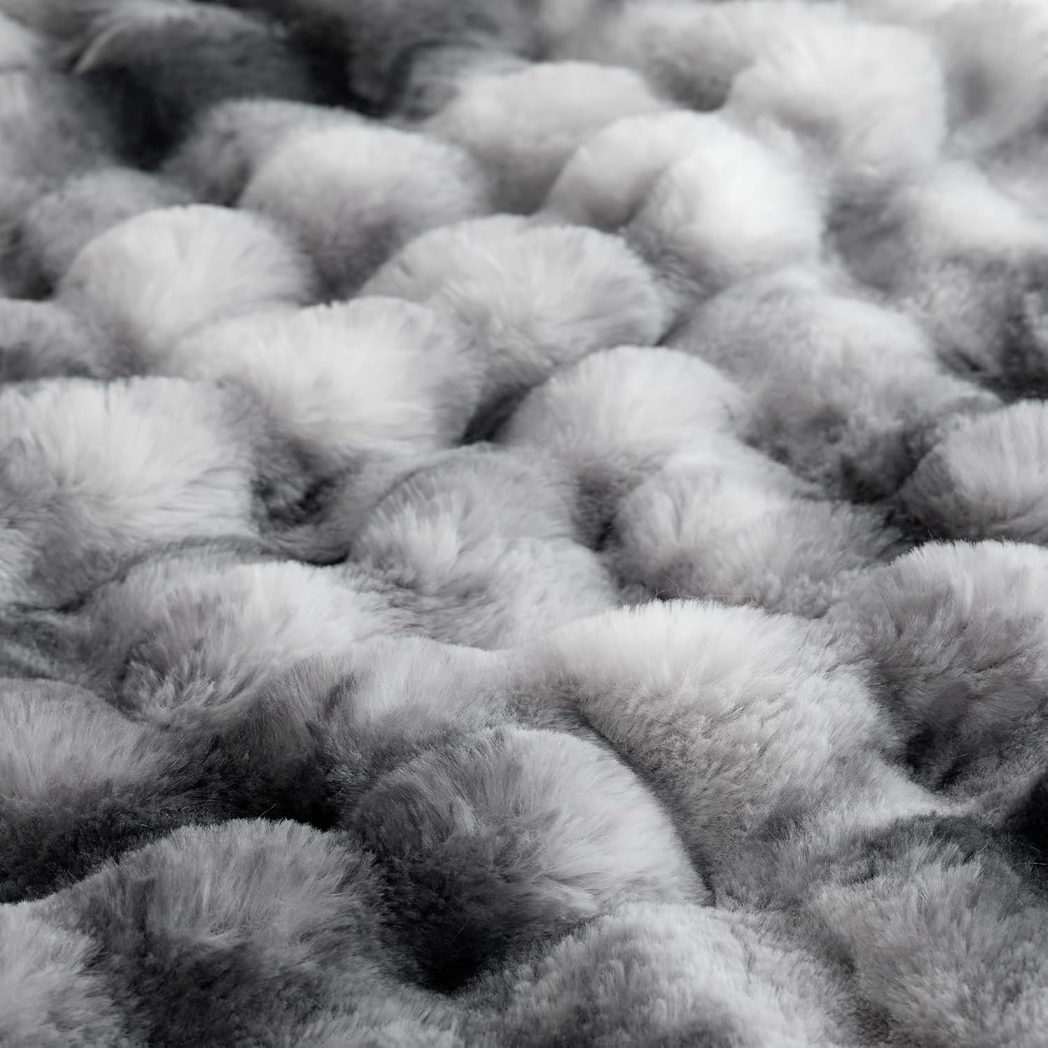 COOVA Faux Fur Throw Blanket for Couch, Cozy Soft and Fuzzy Plush Rabbit Fur Bubble Blanket for Sofa Bedroom Living Room, 50x60 Inches Tie Dye Light Grey - Image 5