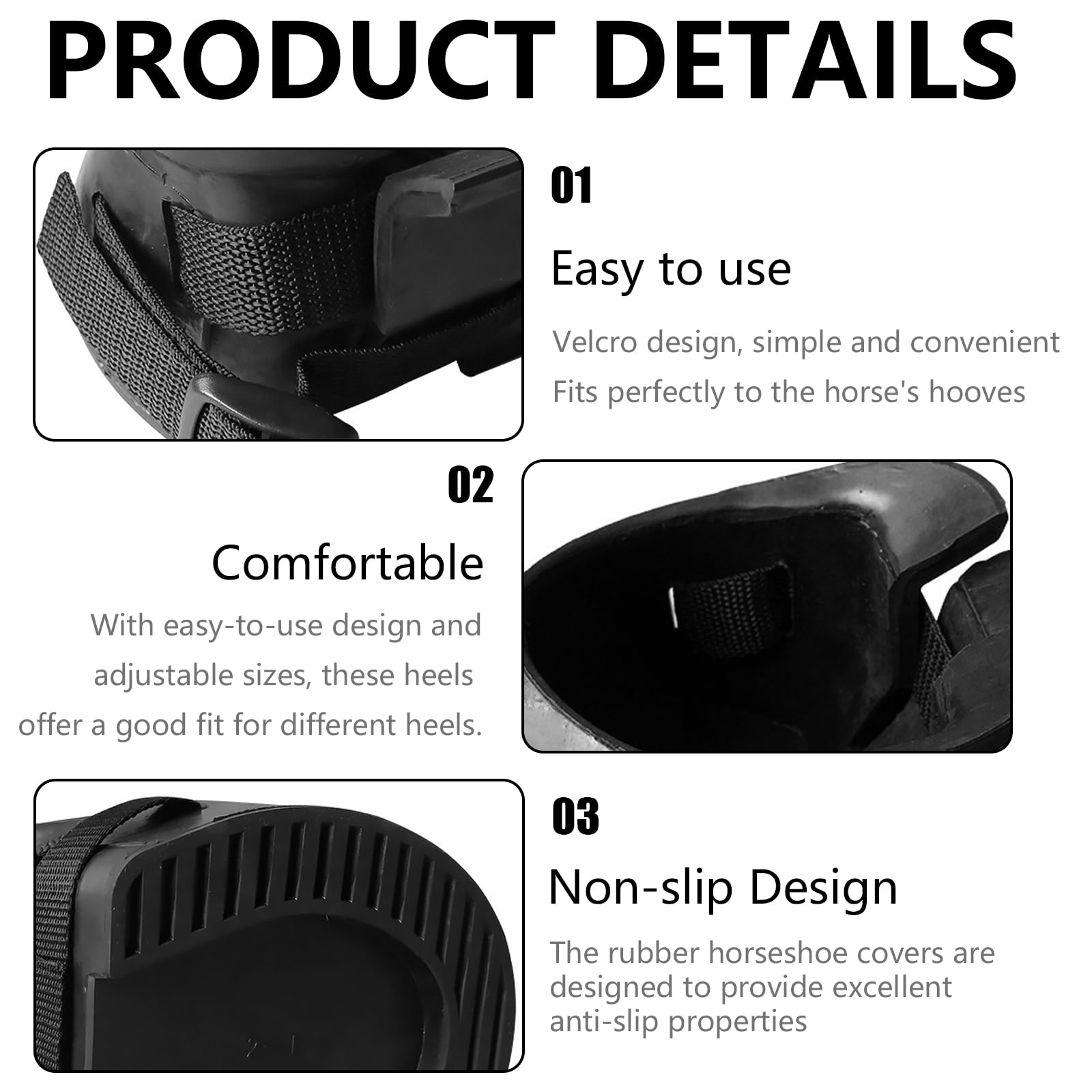 1 Paire Bottes de Sabots de Chevaux, Bottes de Protection des Sabots pour Chevaux, Sabots Caoutchouc pour Sabot Blessés, Conçus pour Protection Antidérapante et Soutien en Cas de Blessure (M)