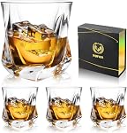 Whiskey Glasses Set of 4-250 ML Old Fashioned Cocktail Glass ,Drinking Glasses,Diamond Tumblers for Scotch,Whisky Glass Gift Set for Men,Dad,Brother