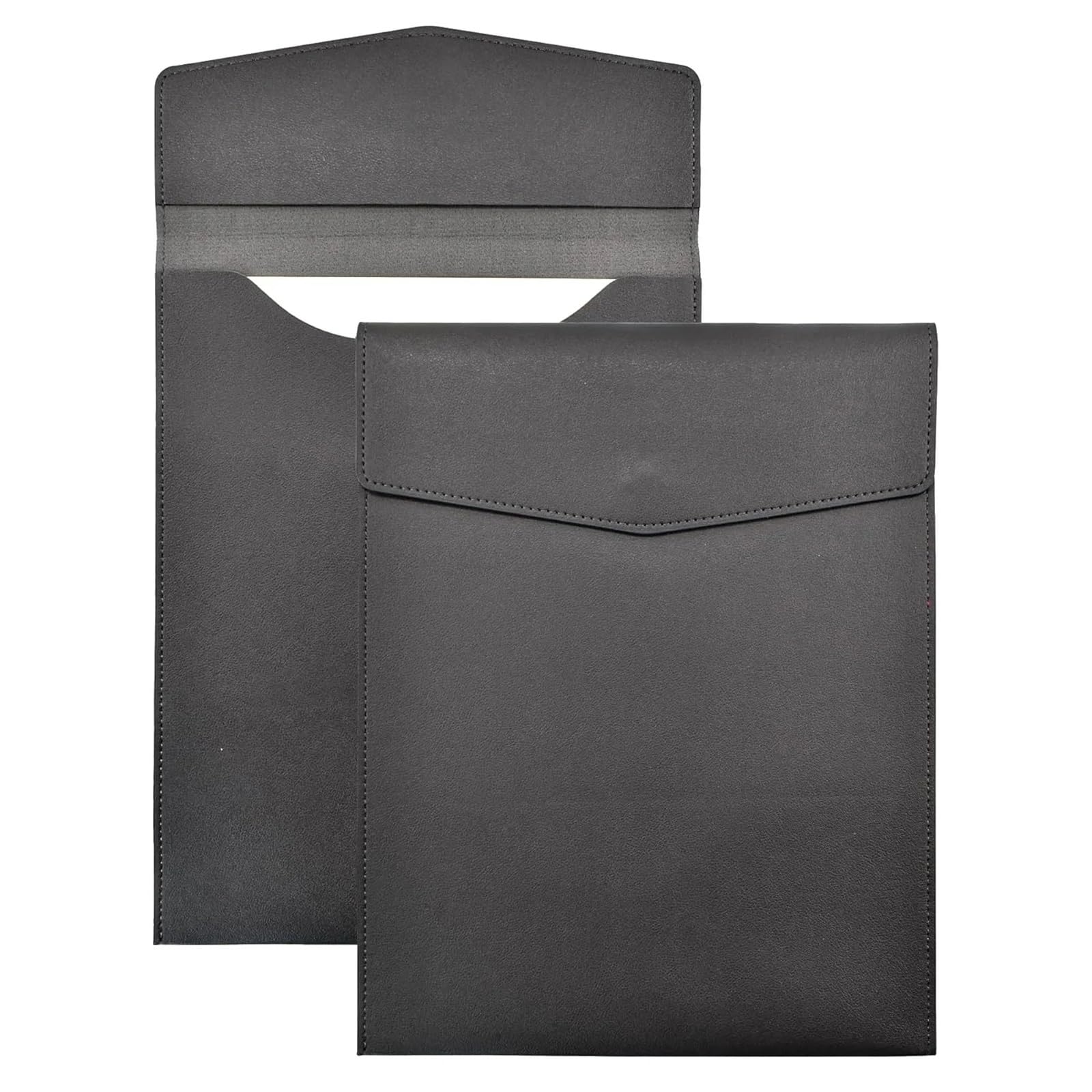Documentos de cuero Bolsa de archivo vertical A4 2 piezas for documentos comerciales, impermeable, a prueba humedad, con hebilla magnética fuerte(Black)
