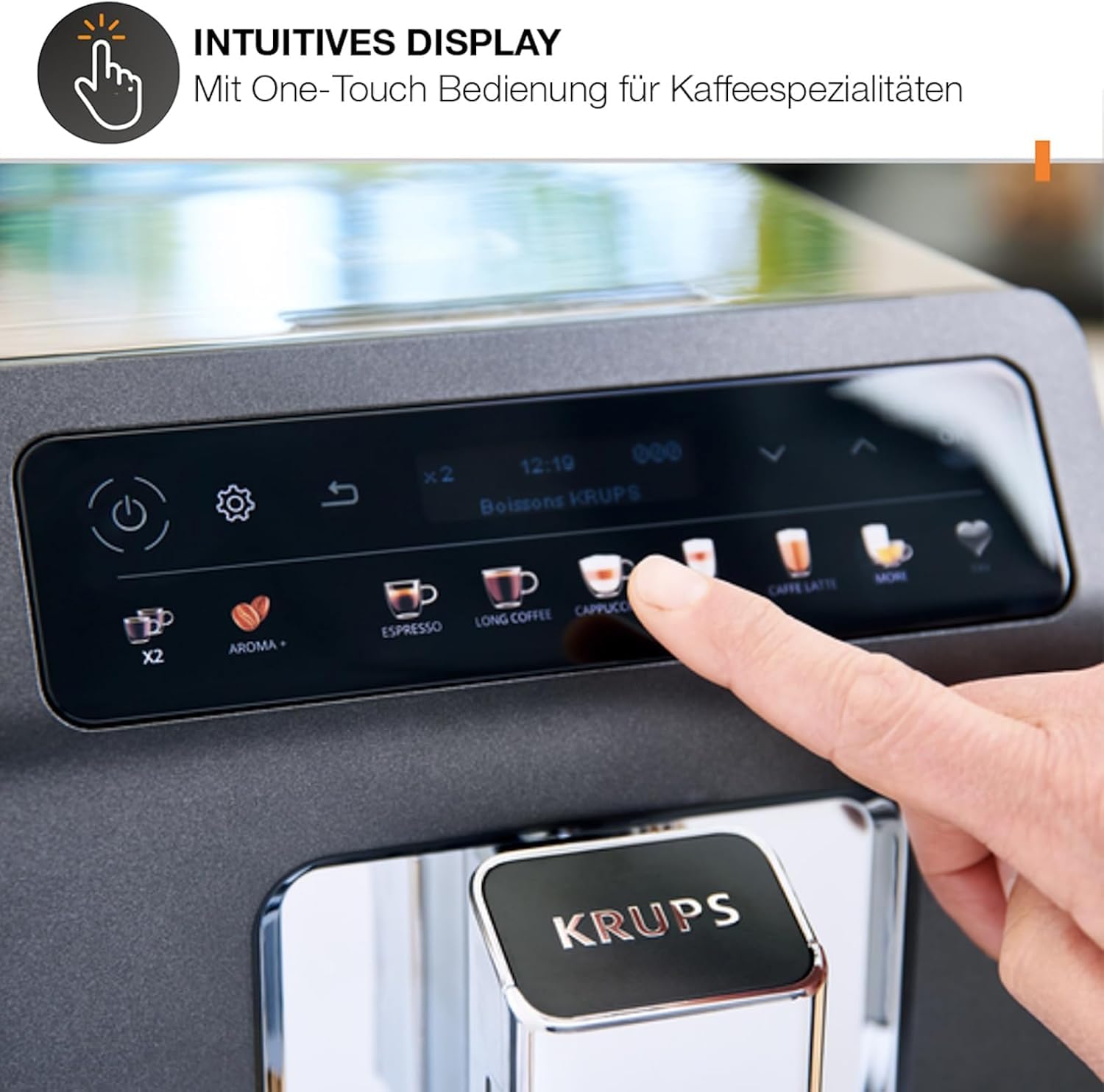 KRUPS Evidence One Kaffeevollautomat mit Milchschlauch, One-Touch-Cappuccino, 12 Getränkespezialitäten, 2-Tassen-Funktion, Farbdisplay, Kaffeemaschine, TÜV-Siegel, Schwarz, EA895N10 - 3