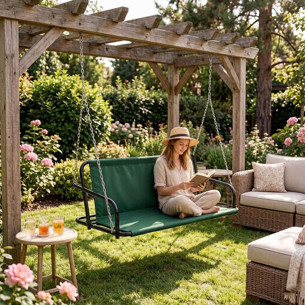 Couverture De Siège Balançoire 3 Places, Housse De Siège | Pare-Soleil À Bascule Jardin, Résistant Housse De Remplacement Pour Balancelle De Jardin(Brown,168x56x56cm)