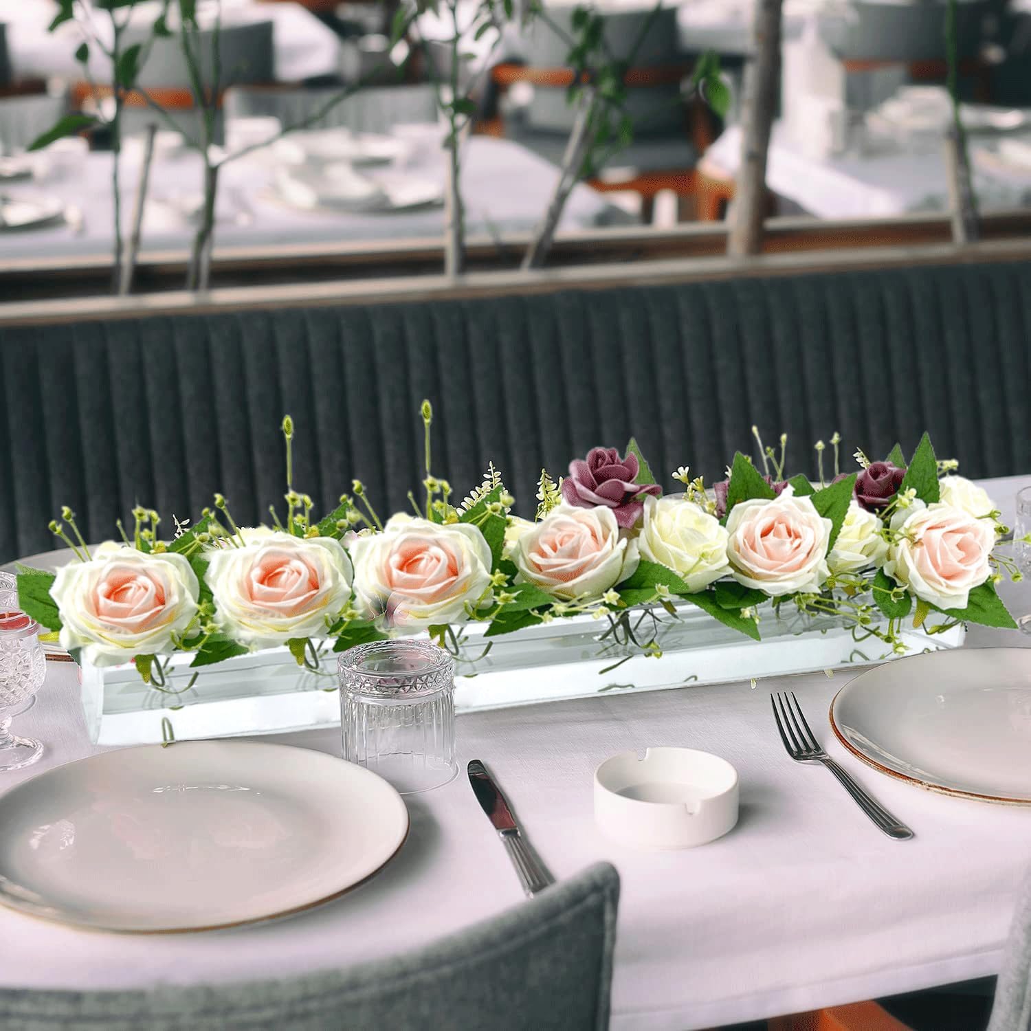 Clear Acrylic Flower Vase for Centerpieces 16 Inch Rectangular Flower Vases Modern Vase Decorations for Dining Table Home Decoration or Wedding (No Flowers)