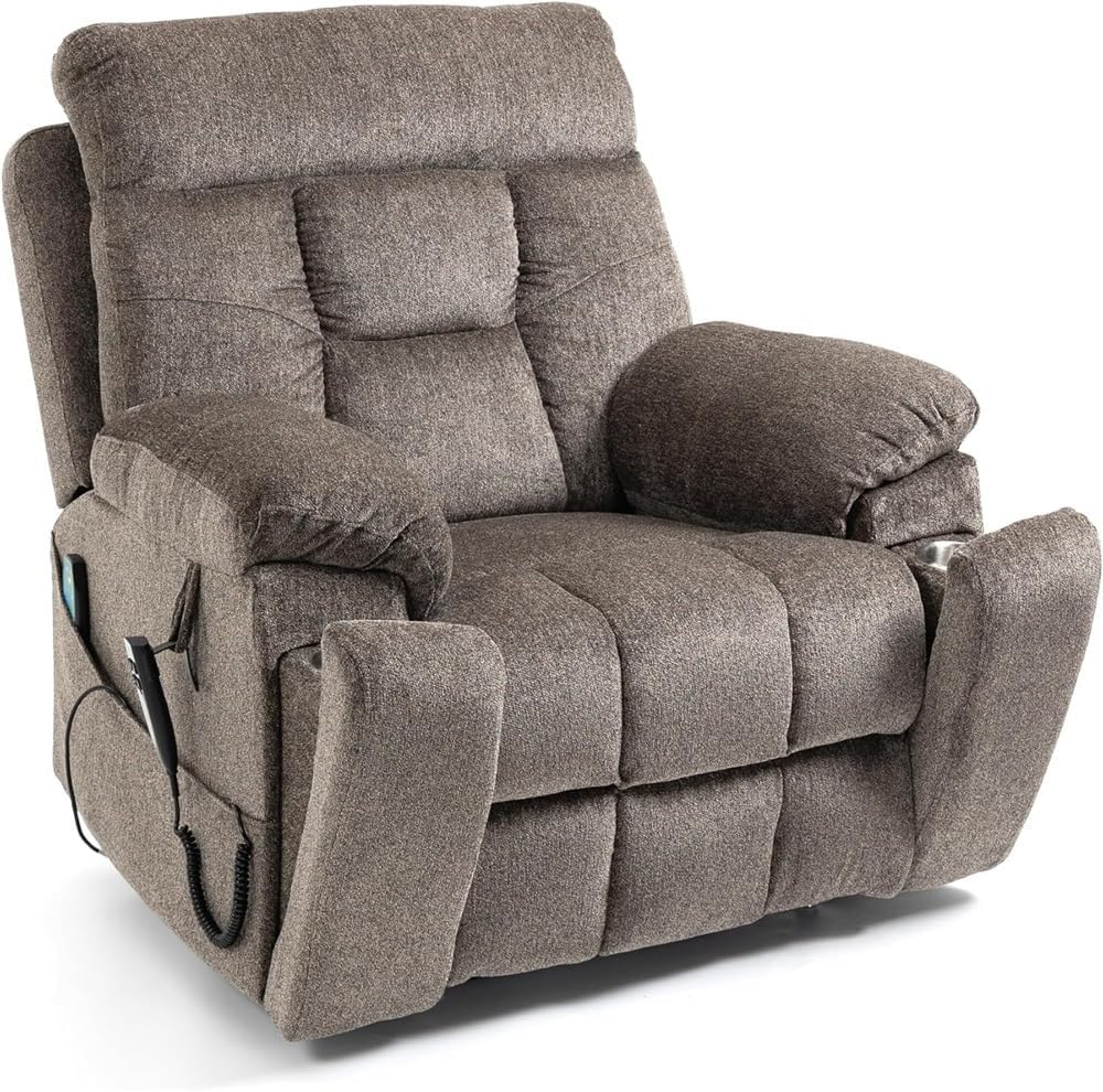 Electric Power Lift Recliner Sofa for Adults with Heat Massage USB Ports Extended Footrest Side Pockets Hand Remote Control Comfortable Lift Chair for Living Room