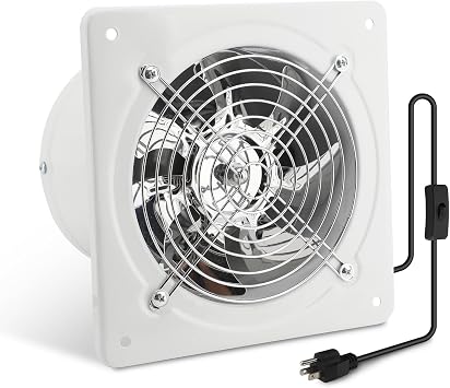 6 Inch Exhaust Fan with Switch 60Hz 7 Blades Iron, 350 CFM, 40W, White