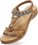 Littleplum Femmes Sandales Boho Floral Beach Sandales Confortables de massage du pied avec Arch Support Chaussures de marche antidérapantes d'été