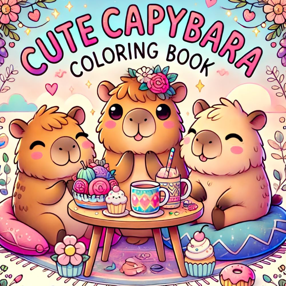 Cute Capybara Coloring Book: for Adults and Kids - Easy and Bold