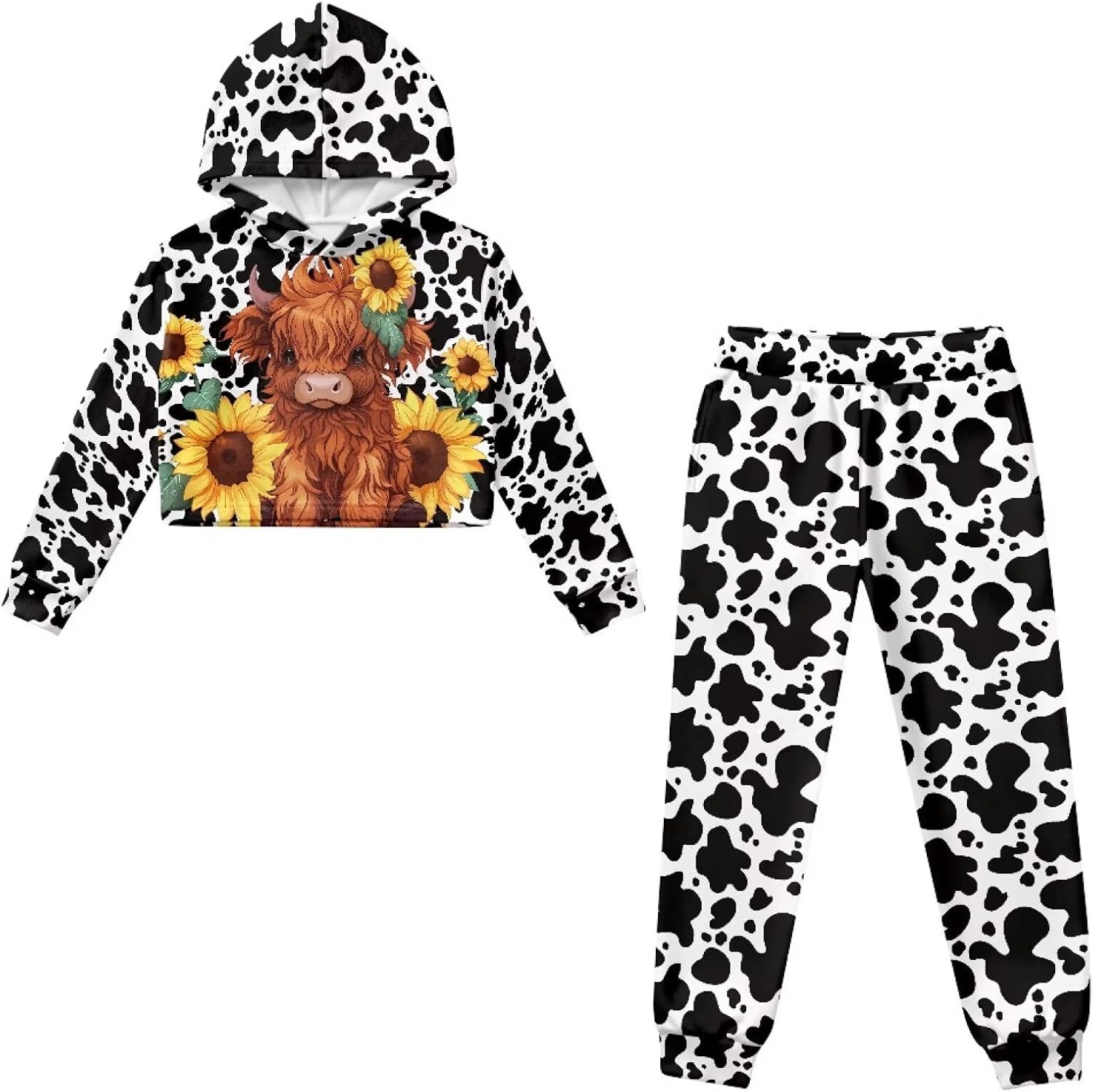 Renewold Girls Tracksuits Kids Teens Crop Hoodie Sweatshirt Jogger Sweatpants 2 Piece Outfit Sweatsuits Set Long Sleeve