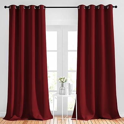 NICETOWN 100% Blackout Curtains with Black Liners, Thermal Insulated Full Blackout 2-Layer Lined Drapes, Energy Efficiency Window Draperies for Bedroom (Moroccan Blue, 2 Panels, 52" W by 63" L)