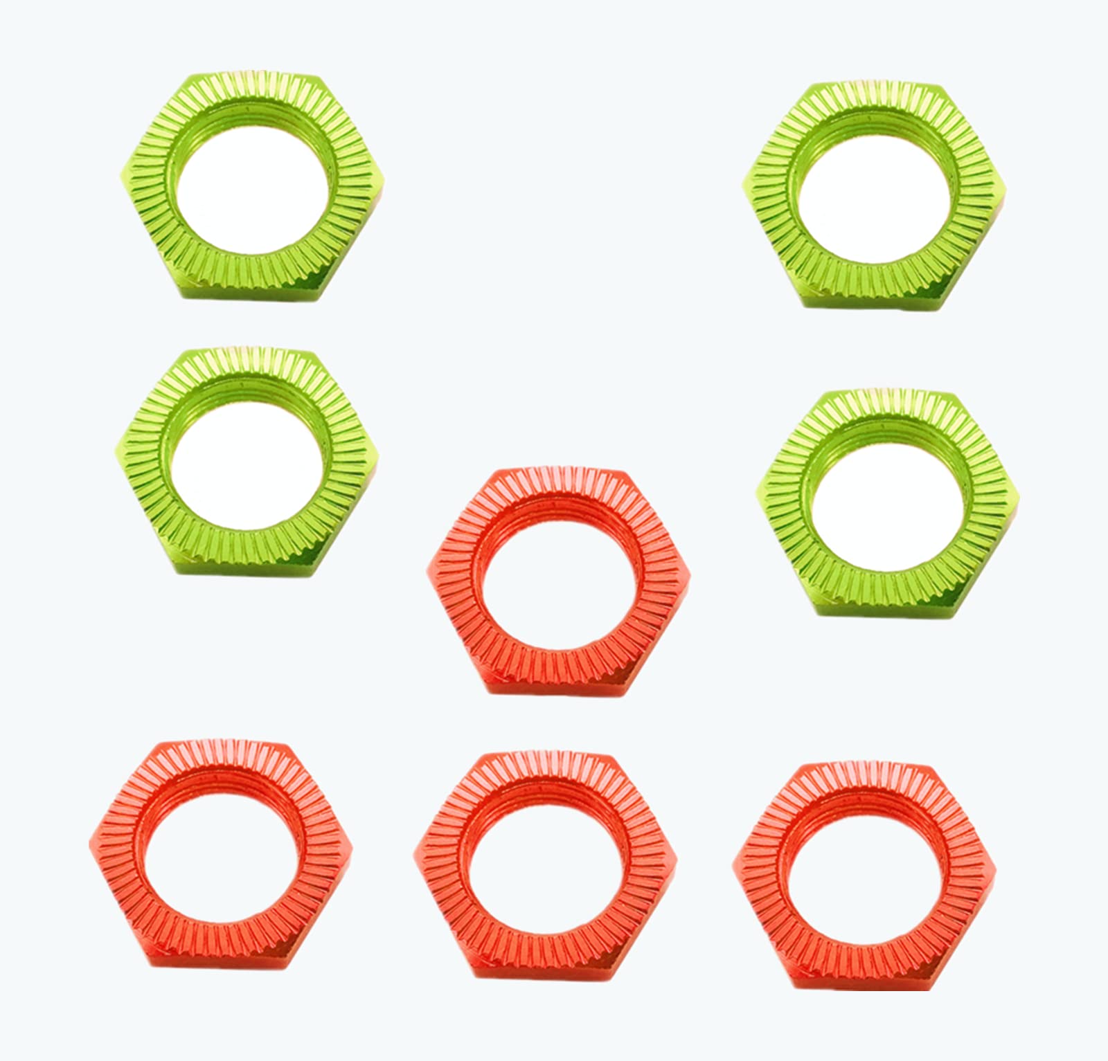 8 Stück Alu-Radmuttern 17 Mm Für 1/8 RC Autos – Grün & Rot, Gewinde 1,0 Mm, Für HSP, AXIAL, ARRMA & Mehr