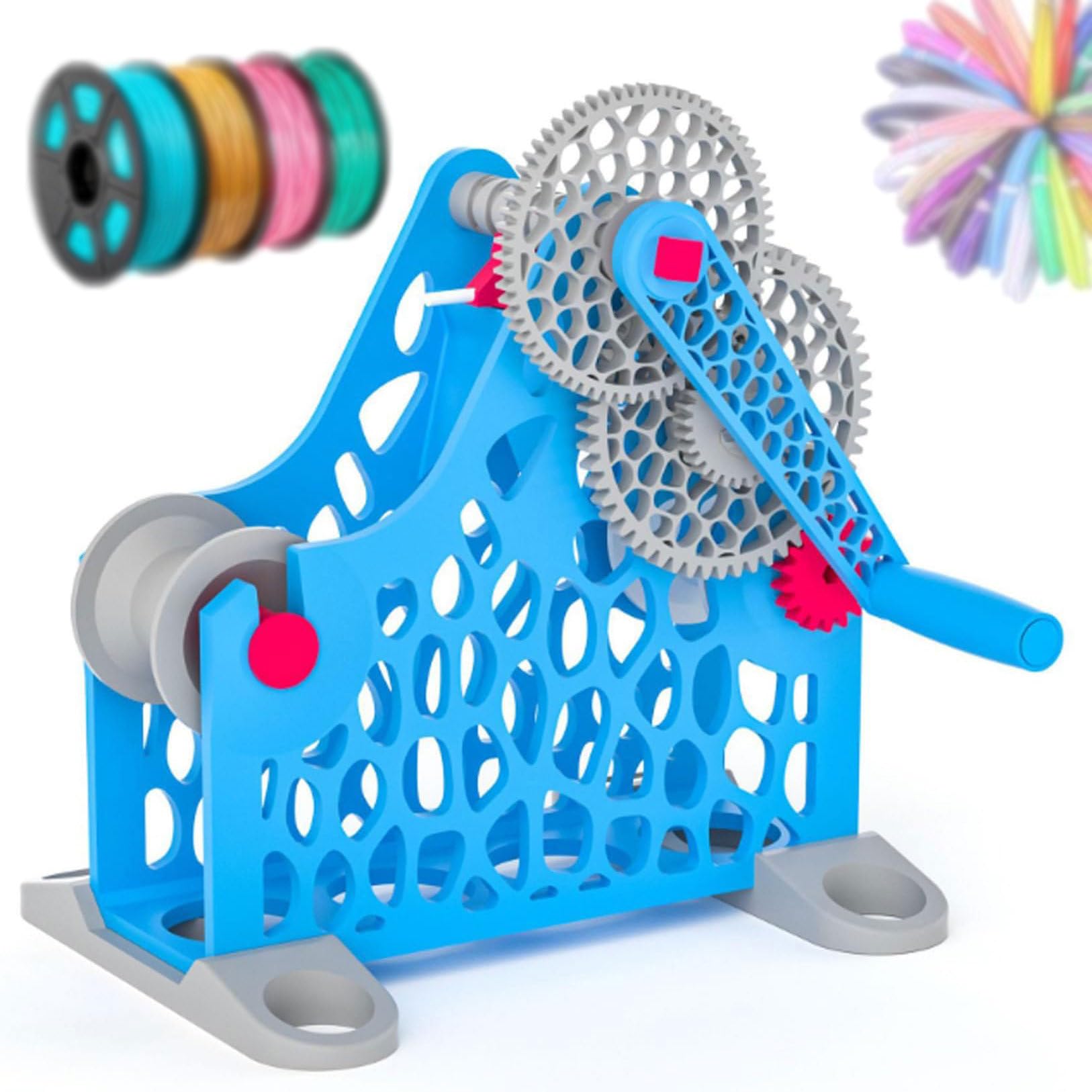 GmpTzitzith 3D Printer Filament Respooler, Manual Electric Spool Winder, No Tangling, Removable For 1kg Spools, For 3d Printing Enthusiasts And Textile Artists B.BlueManual