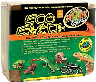 Zoo Med Eco Earth – Natürliches Kokosfaser-Substrat für Terrarien und Reptilien – für Amphibien, Reptilien und Insekten – kompostierbar und recycelbar (3er Pack) product image
