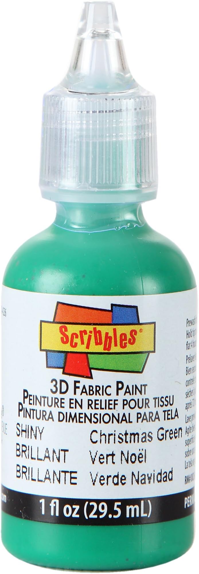 Scribbles 54133 3D Fabric Paint, Shiny Christmas Green, 1 oz, 1 Fl Oz (Pack of 1)
