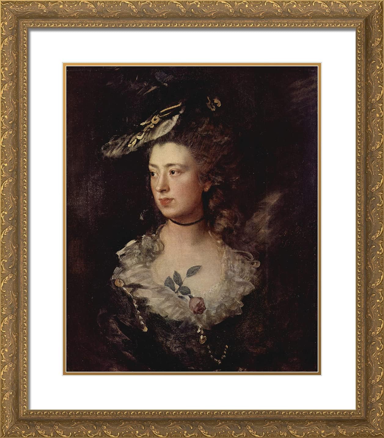 ArtDirect Gainsborough, Thomas 20x23 Gold Ornate Framed Art Print with Double Matting Titled: Portrait of the Mary Gainsborough