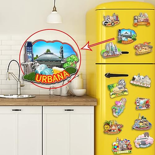 Miniatura 4 de Urbana Illinois USA - Imán de madera para nevera, 3D, monumentos de viaje, coleccionables, recuerdos, decoración hecha a mano, 2