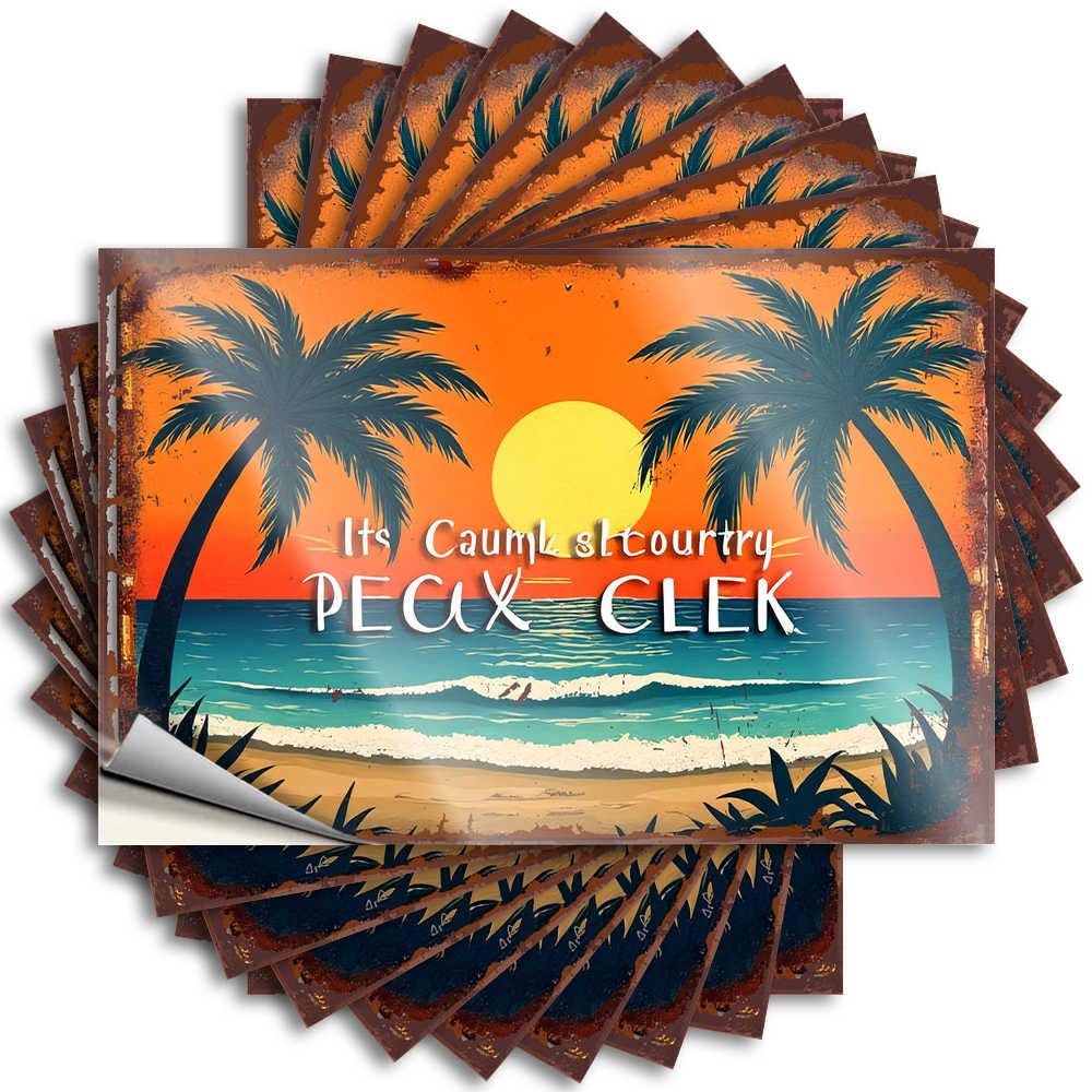 Winter, Quote Halloween Bumper Sunset Serenity: Palm Trees, Beach Waves, and Warm Colors | Lover Waterproof Vinyl Stickers(6X9CM)
