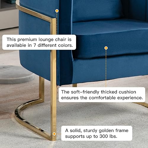 Miniatura 8 de Silla decorativa moderna de terciopelo, sillón tapizado de mediados de siglo con almohada para sala de estar, cómoda silla de tocador individual con