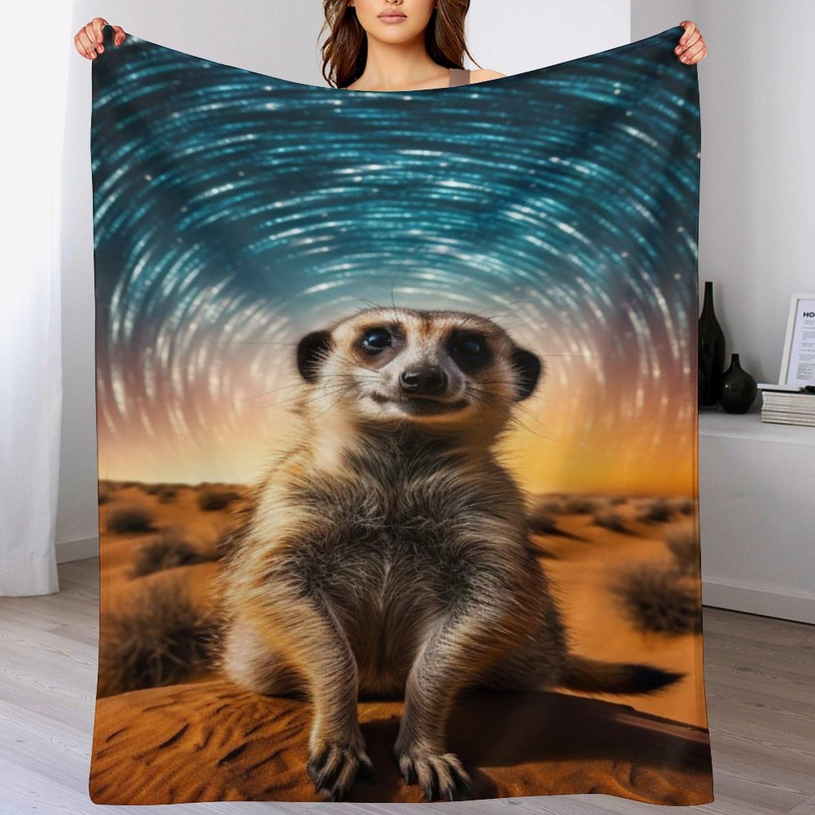 PPZYY Meerkat Throw Blankets Soft Warm Comfortable Throws for Couch Flannel Blanket Bed Throw for Bedroom Couch Travel Kids （180×200cm）