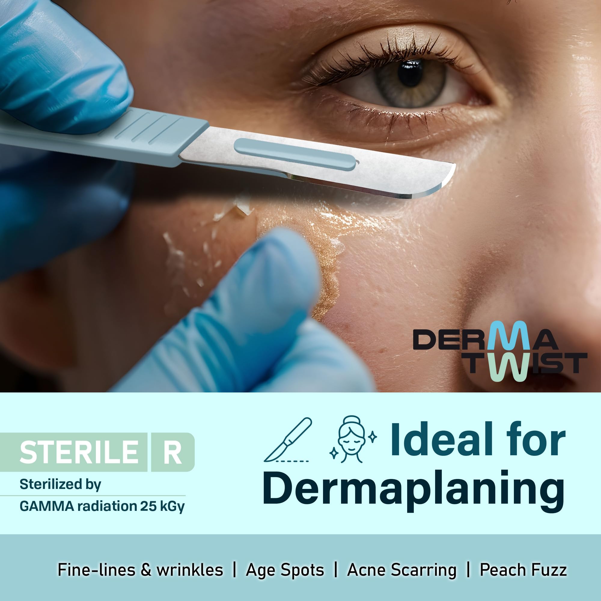 DermaTwist 14R Dermaplane Blades & #3 Scalpel Handle Professional Dermaplaning Tool for Face with Pack of 100 14R Dermaplane Blades & Stainless Steel #3 Scalpel Handle product thumbnail 6