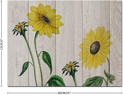 Miniatura 2 de Letrero de madera con diseño de girasoles de grano de madera, pintura al óleo envejecida floral, letreros de madera de granja de otoño, girasoles,