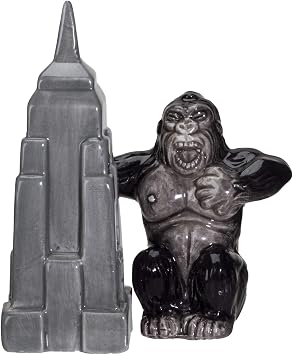 Pacific Giftware NY Empire State Building with Giant King Kong Monster Ceramic Salt and Pepper Shakers Set