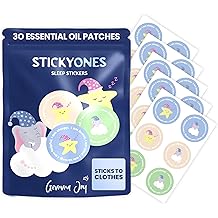 Gemma Joy StickyOnes Sleep Patches for Kids &ndash; Toddler Sleep Aid Stickers with Natural Sandalwood, Chamomile &amp; Lavender &ndash; Melatonin-Free Sleepy Stickers for Kids, Sticks to Clothes All Night (30 Pack)