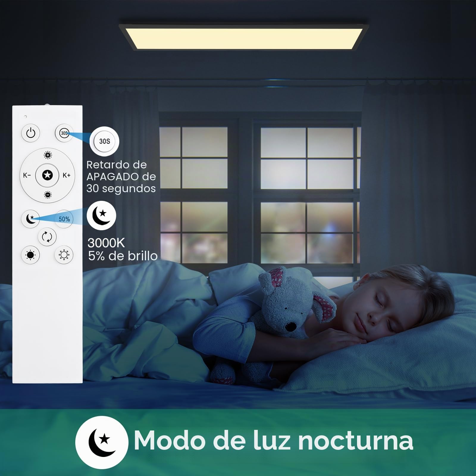 Oraymin Lámpara de Techo LED Panel Dimmable 120x30CM con Control Remoto, 36W 3960LM, Panel de Techo con Función de Memoria, 3000K-6500K, Luz de Día, para Cocina, Oficina, Garaje, Sala de Estar