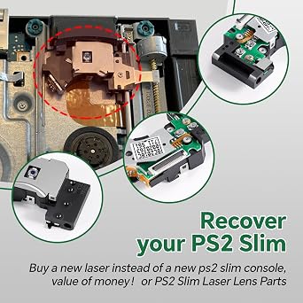 TECTINTER PVR-802W Laser Lens for PS2 Slim Laser Replacement Parts with Repair Tools, Compatible with PS2 Slim 70000 90000 Series Console Repair Part Replacement