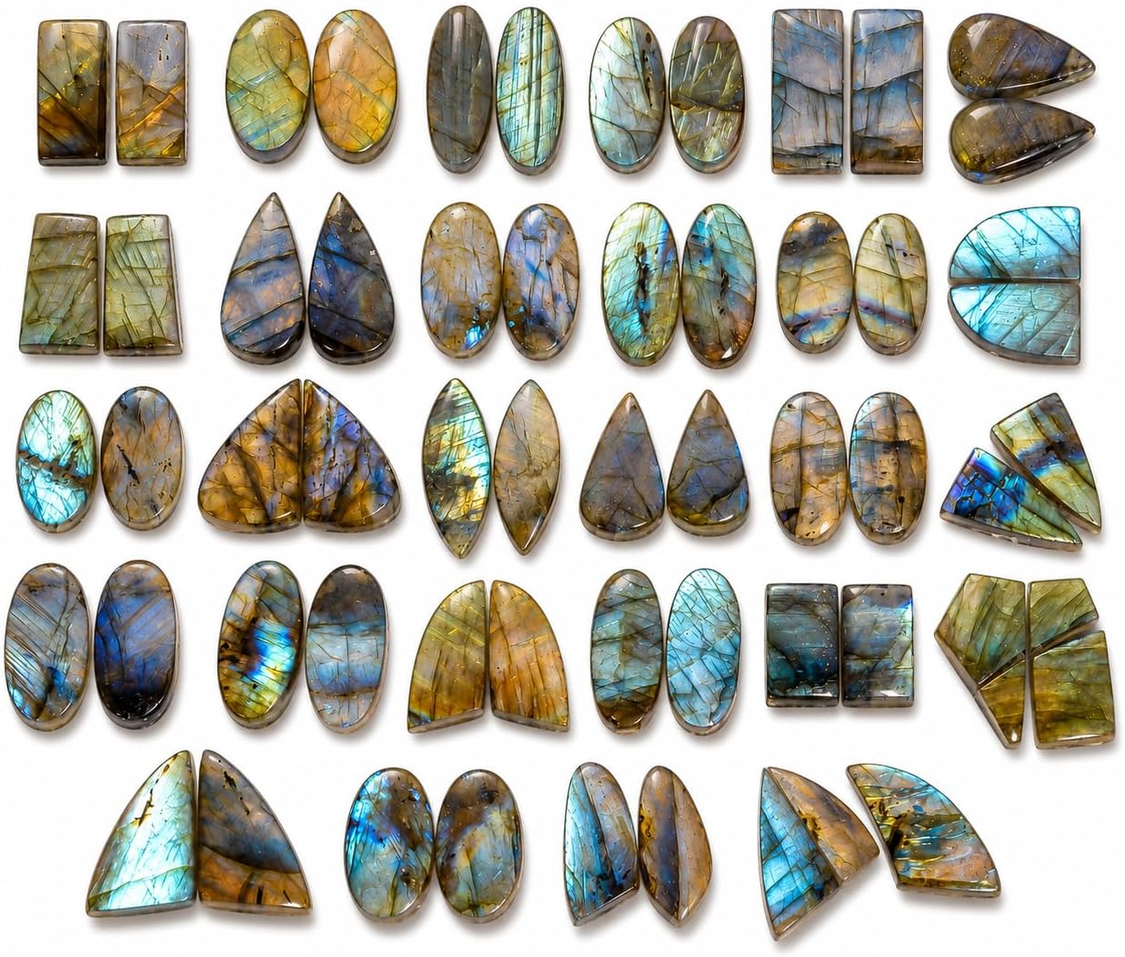 Natural Gemstone Matched Pair Cabochon Lot Pack of 5 Pairs 10 Pcs Mix Shape Loose Stone for Earrings Jewelry Making and Wire Wrapping Choose Stone