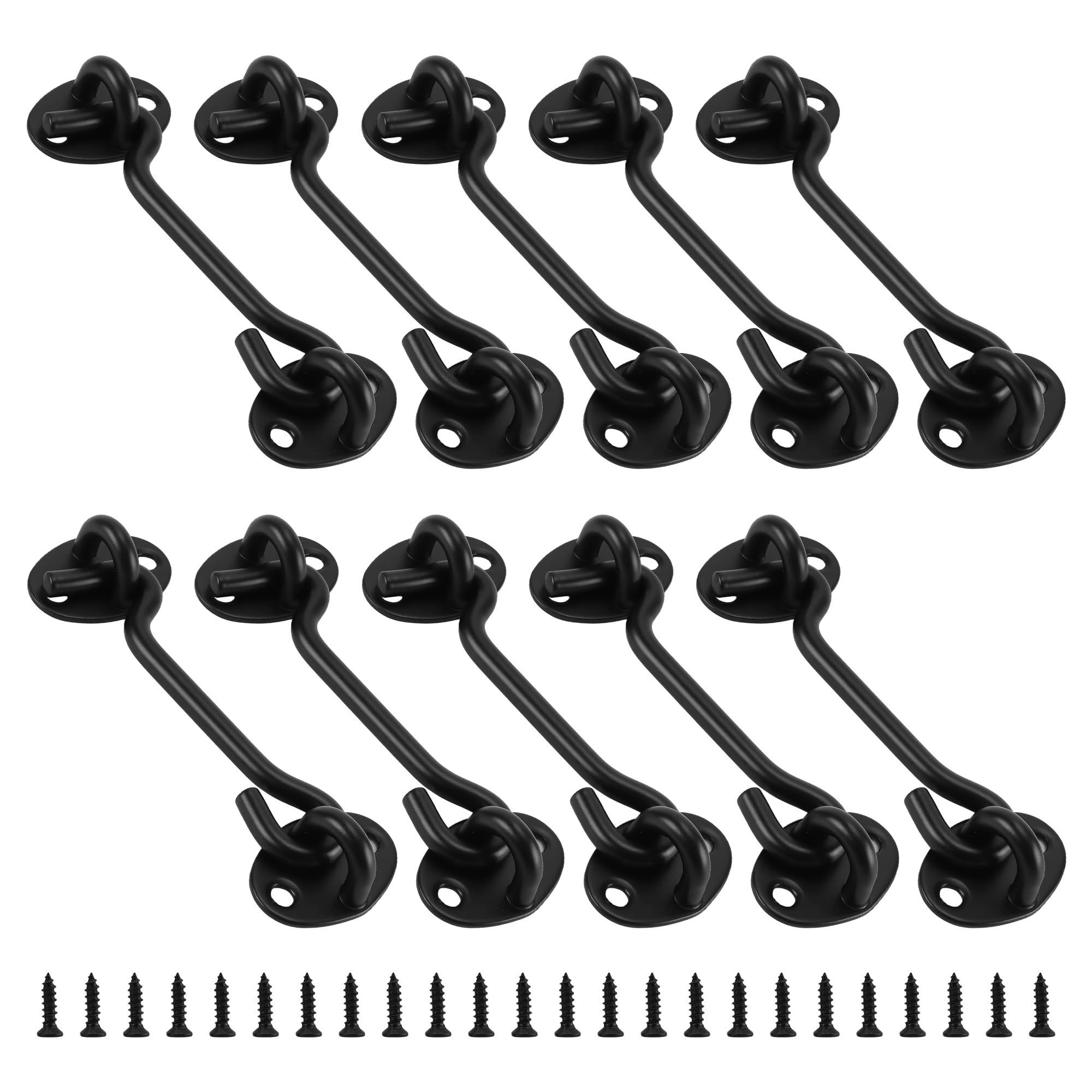 Crochet de cabine noir en inox de 10,2 cm pour bloquer les volets et abris de jardin (Lot de 10)