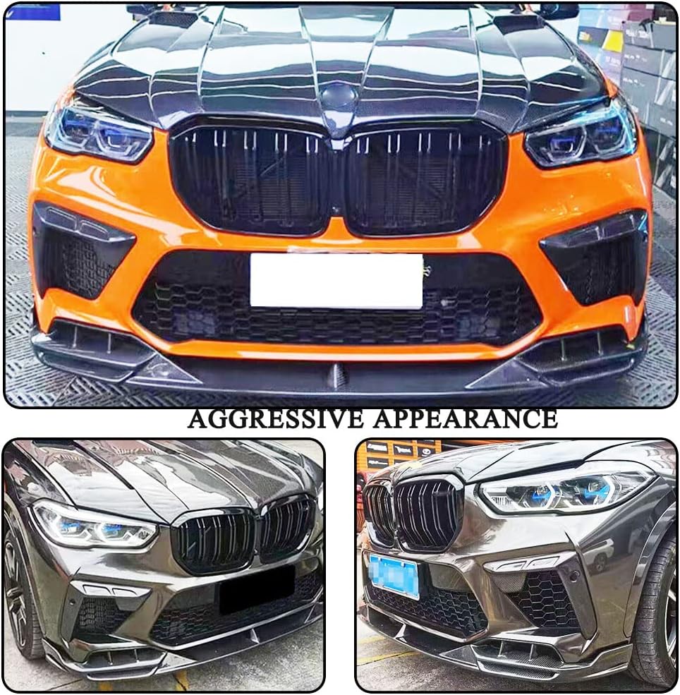 Dry Carbon Fiber Front Bumper Fin Air Vent Fits for BMW F95 X5M F96 X6M 2020-2023 Front Bumper Canards Apron Flap Front Bumper Splitter Factory Outlet