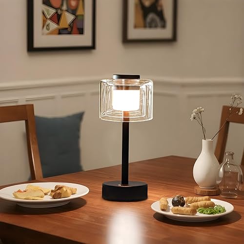 JHY DESIGN Lámpara de mesa industrial con control táctil de 11 pulgadas de alto, lámpara de noche regulable de 3 vías, lámpara de mesita de noche