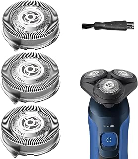 SH50/52 Replacement Heads Fit for Philips Series 5000 Electric Shavers, PowerTouch, AquaTouch, SH50 MultiPrecision Blades Upgrade Heads Fit for Norelco Series 5000 HQ8 Razors, 3 Pack with Brush