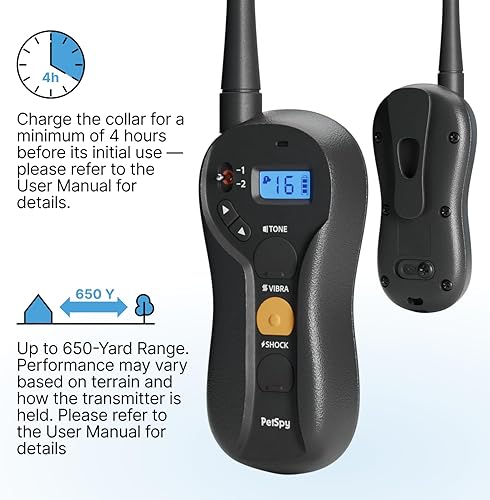 Vista 11 de PetSpy P620B Collar de choque de entrenamiento para perros para 2 perros con vibración, descarga eléctrica, pitido; entrenador remoto totalmente