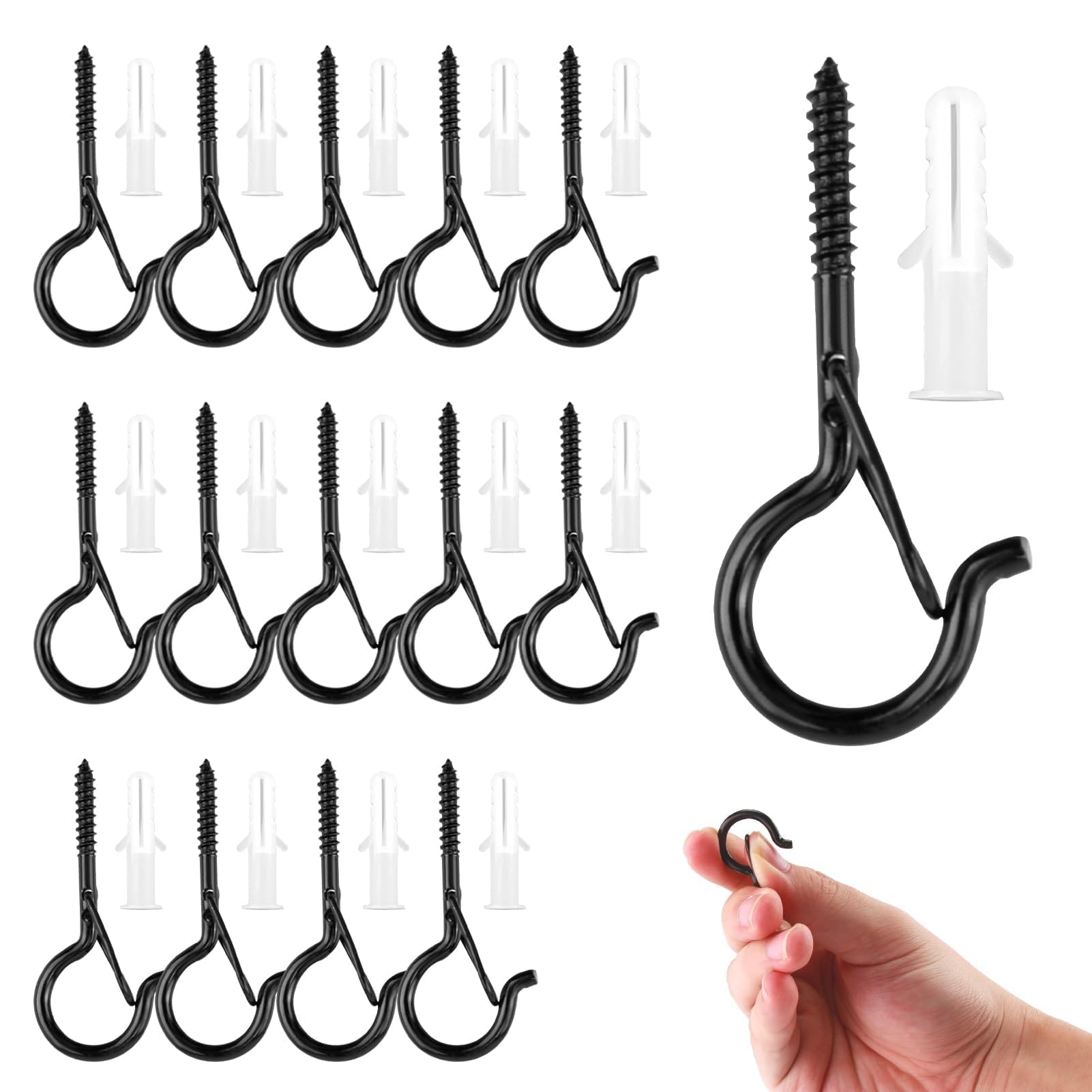 12 Ganci A Vite In Acciaio Inox Con Clip Di Sicurezza - 53 Mm, Per Piante, Casette Uccelli, Decorazioni