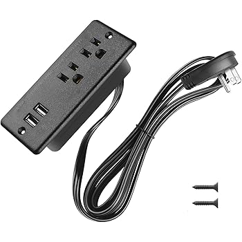 CCCEI Furniture Recessed Power Strip, Black Desk Martinique