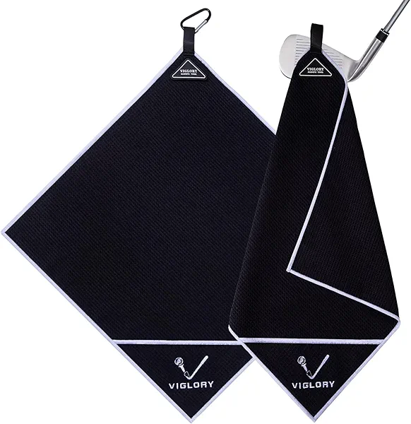 Magnetic Golf Towel - Exclusive Cleaning Pocket–18"x18"–Strong Magnet for Golf Cart or Clubs, Spot-Clean Design, Ultra Absorbent Waffle Microfiber–Golf Accessories & Gift for Men(Black 1 Pack)