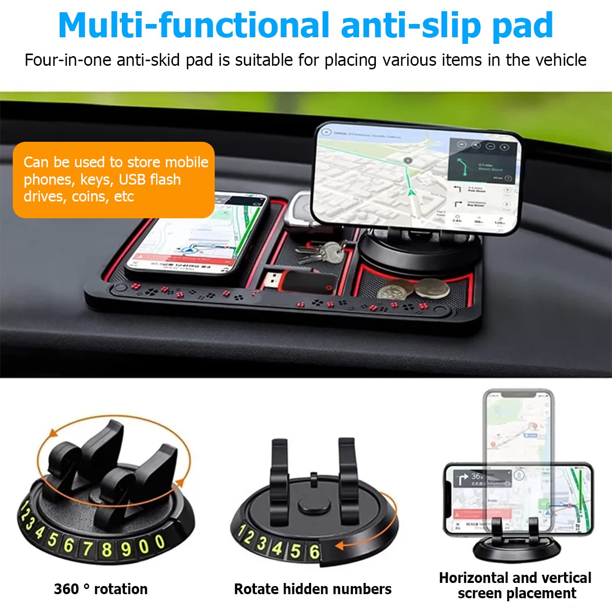 Dashboard Phone Holder CGEADY Tappetino Auto Cruscotto Anti-Scivolo, Antiscivolo At Per Supporto Telefono Anti-scivolo