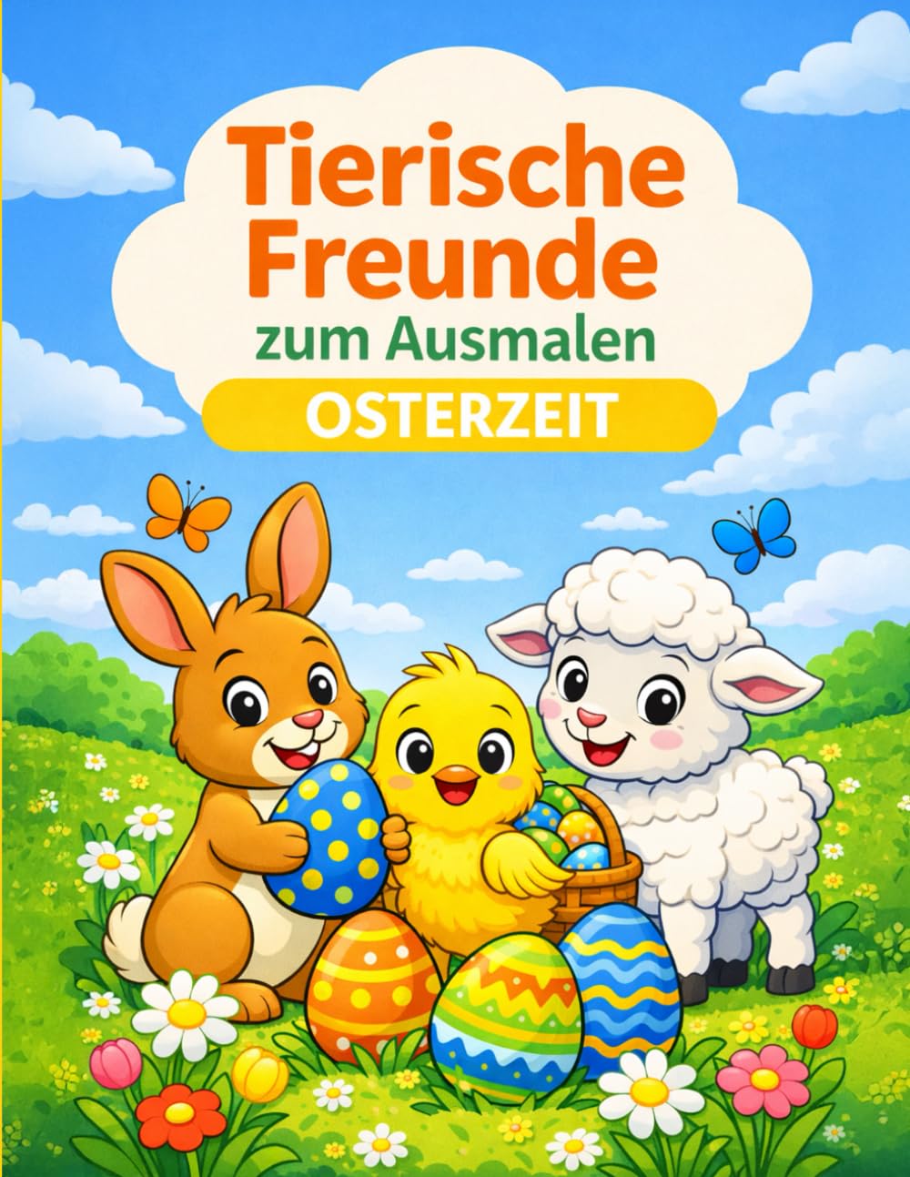 Tierische Freunde zum Ausmalen Osterzeit: Malbuch für Kinder ab 4 Jahren | 40 süße Ostermotive mit klaren Linien zum Ausmalen