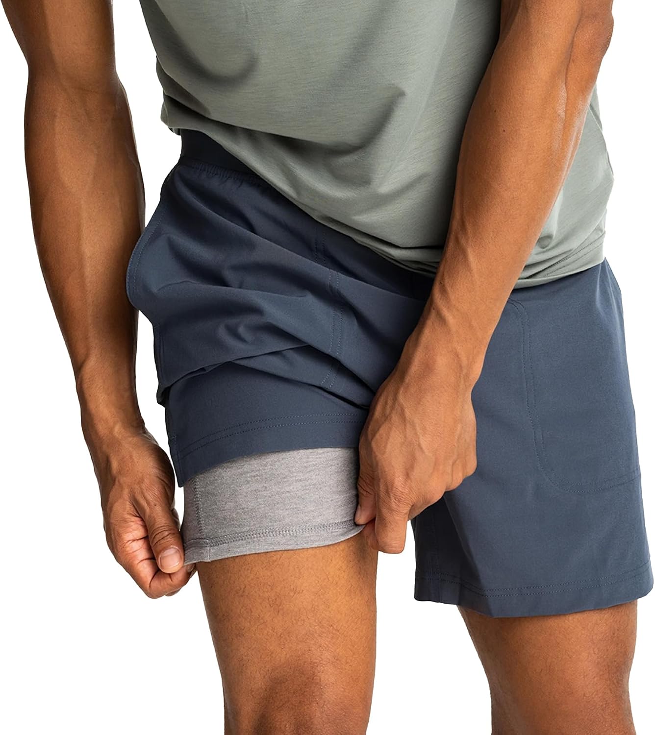 Free Fly Men's Lined Active Breeze Short, 5.5 Inch Inseam - Casual Men’s Athletic Shorts with Liner, Pocket