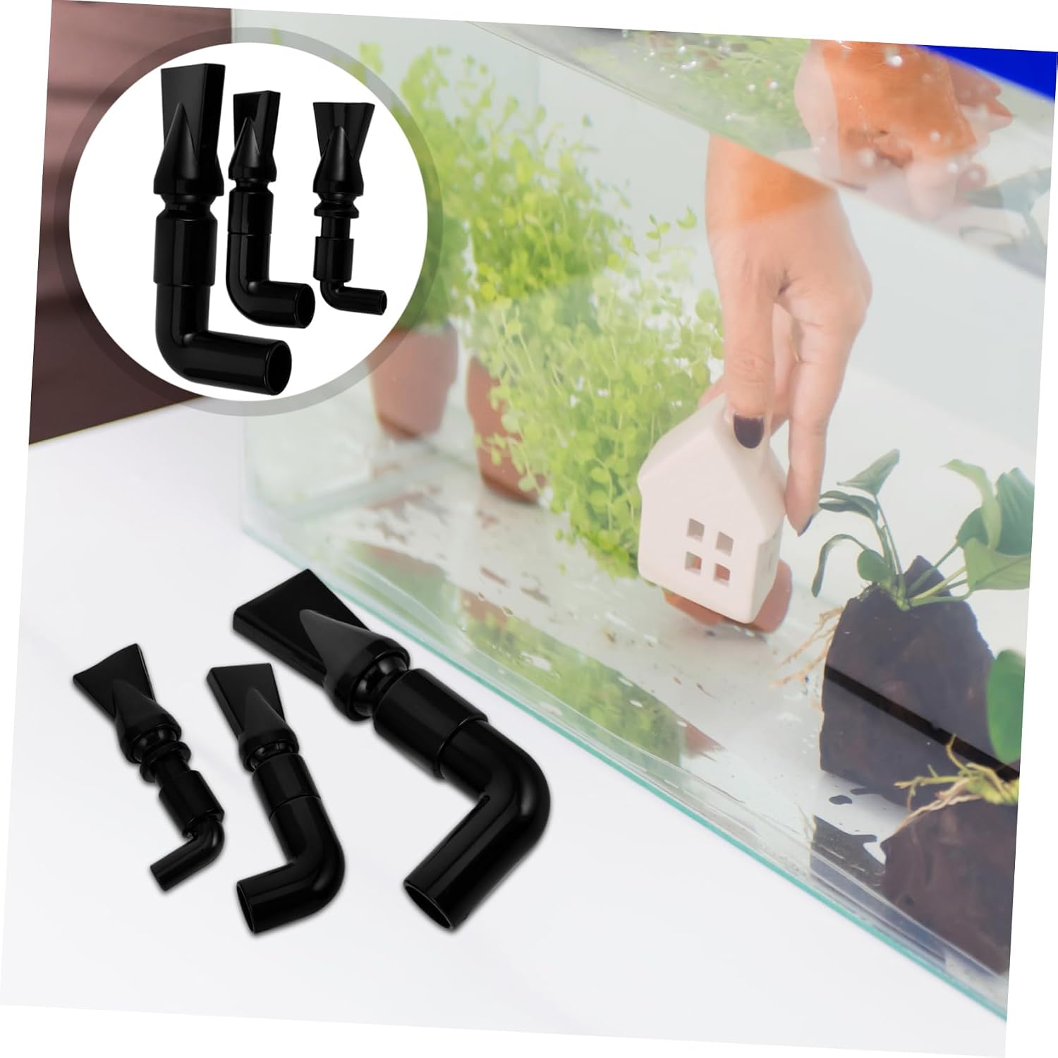 LIOOBO Fish Tank Duckbill Nozzle Set 360° Rotating Plastic Garden Hose Nozzles Aquarium Pump Accessory