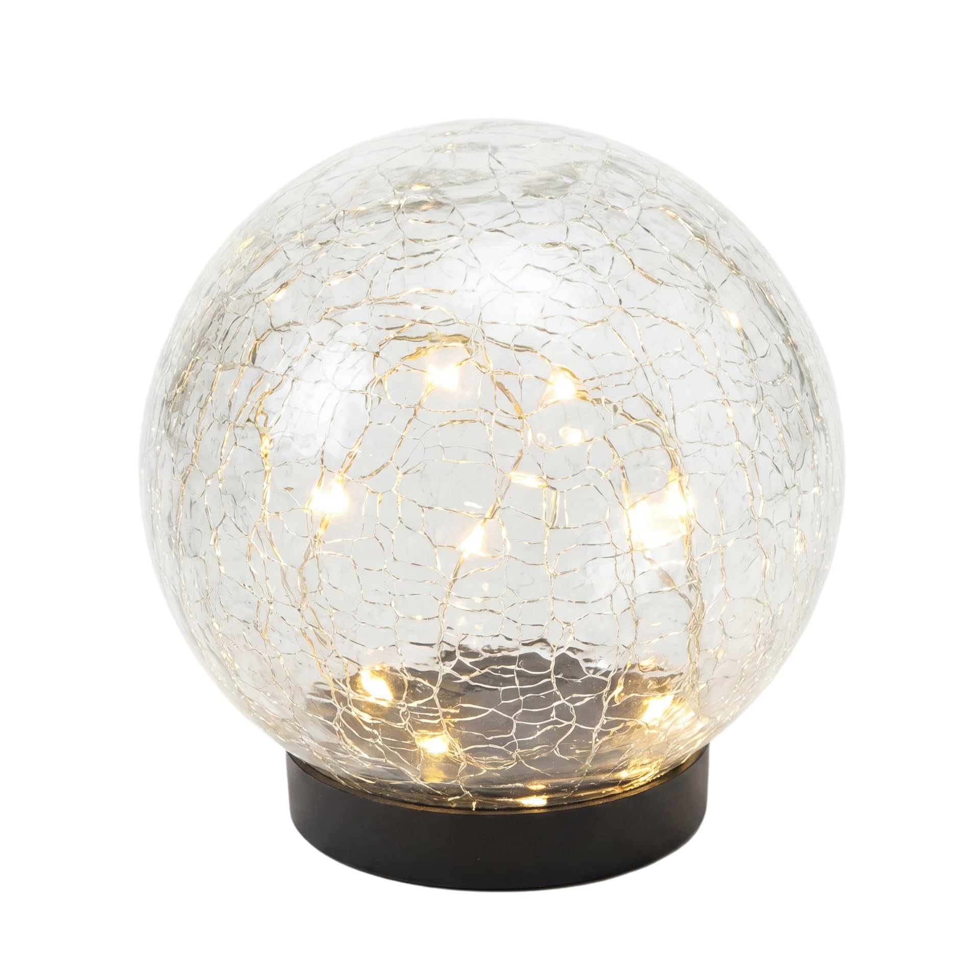 Gardenwize Crackle Ball - Solar Light 15Cm, White Led Crackle Glass Garden Globe Light, Decorative Waterproof Outdoor Solar Sphere Light, No Wiring